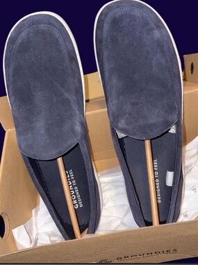 Groundies Men’s Navy Suede Slip-On Loafers